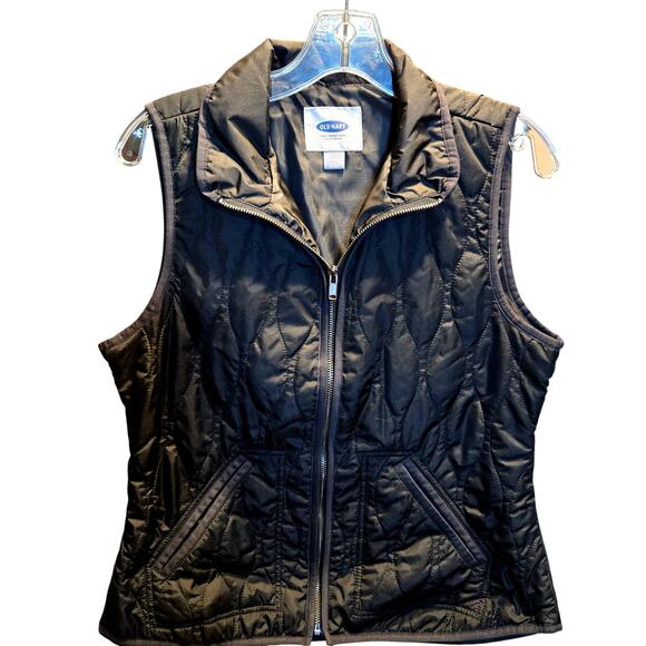 Old Navy Small Black Quilted Women's Vest Coat Jacket Misses Size S 4 6 - Picture 2 of 6